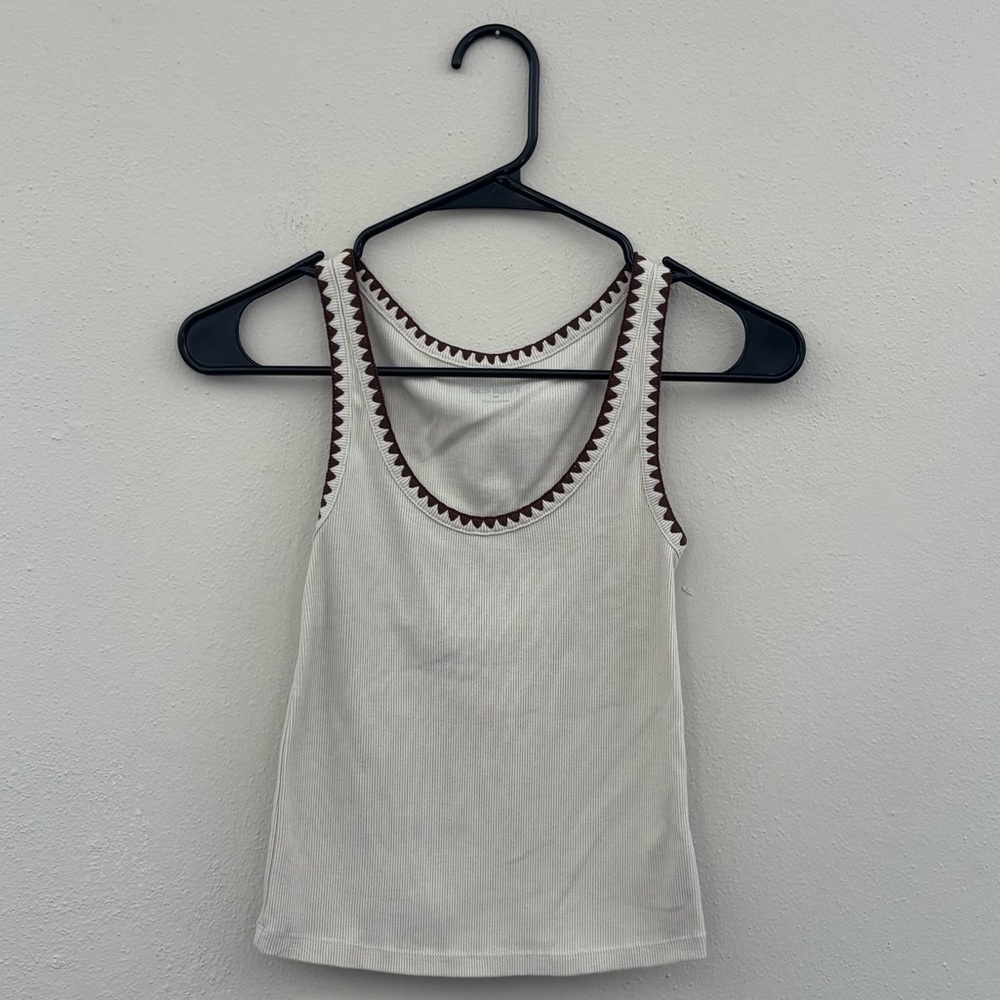Old Navy Cream Tank Top with Brown Accents